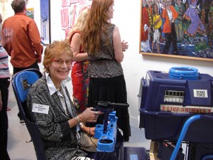 Nancy-Worthington-with-Police-State-sculpture-at-Control-opening